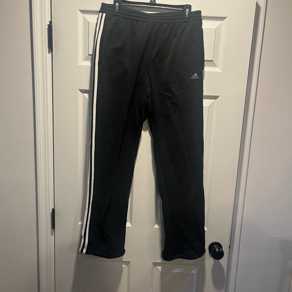 Adidas Black and White Joggers with Classic Stripes